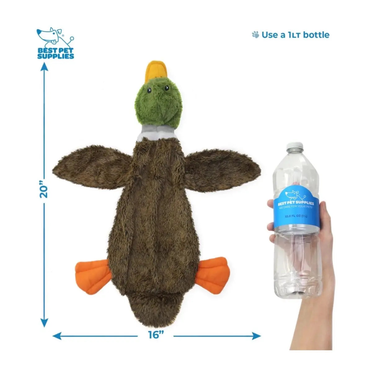 2-In-1 Stuffless Squeaky Dog Toy - Wild Duck Design for Small, Medium, and Large Pets - Soft and Durable Fabric - Supports Biting and Play