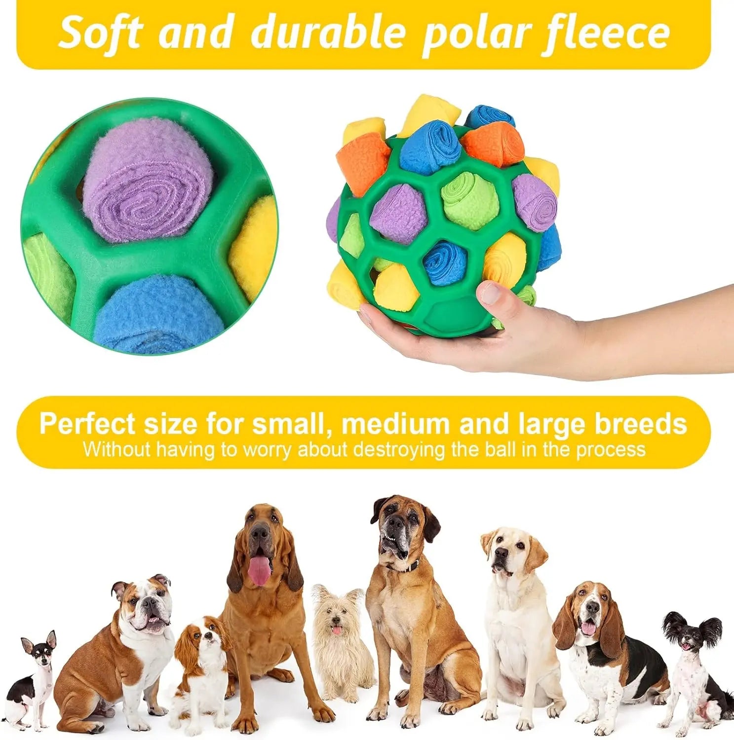 Interactive Snuffle Ball for Dogs – Colorful, Bite-Resistant Puzzle Toy for Small & Medium Dogs, Promotes Foraging Instincts, Washable & Durable