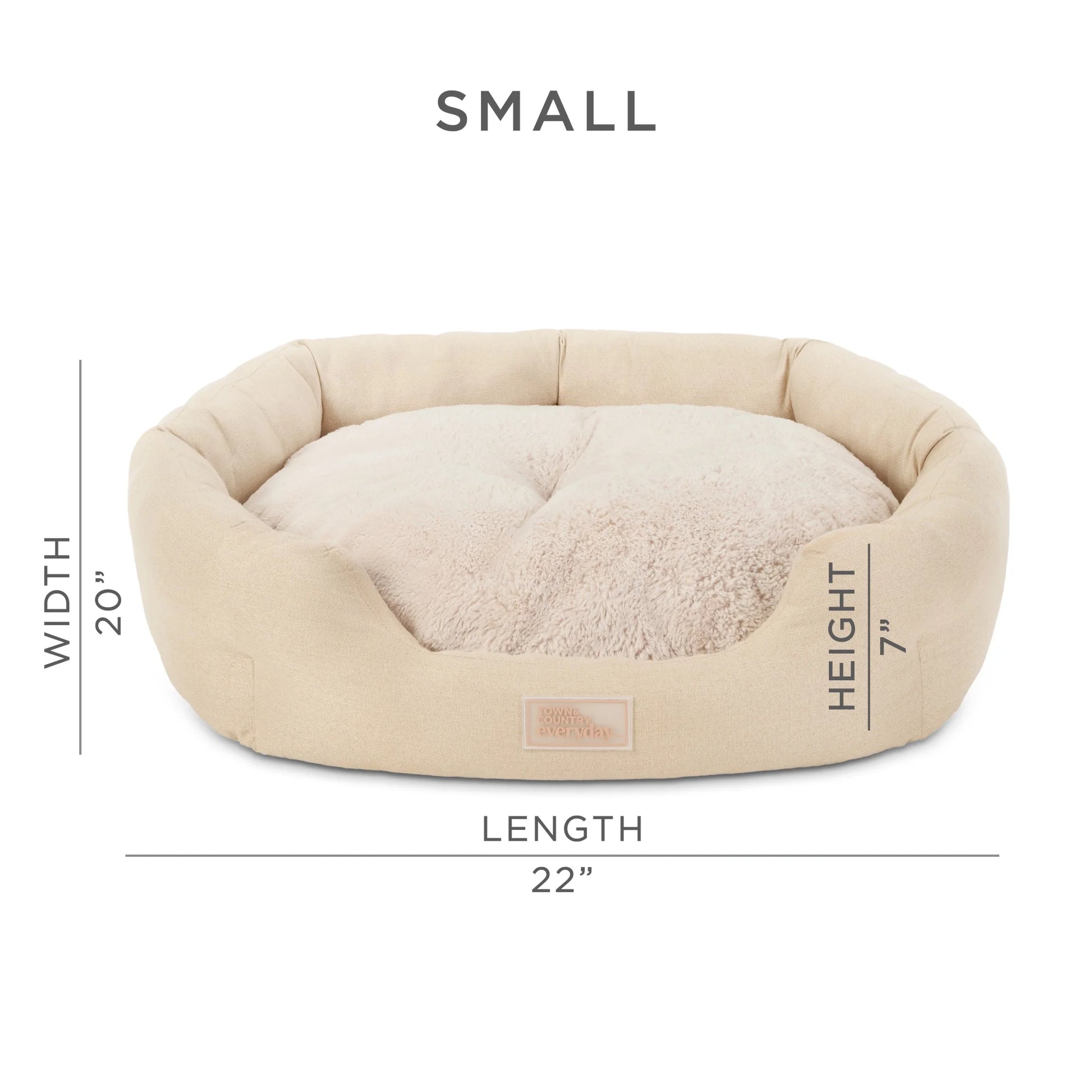EVERYDAY Cuddletown Faux Linen Comfy Cozy Cuddler Pet Bed