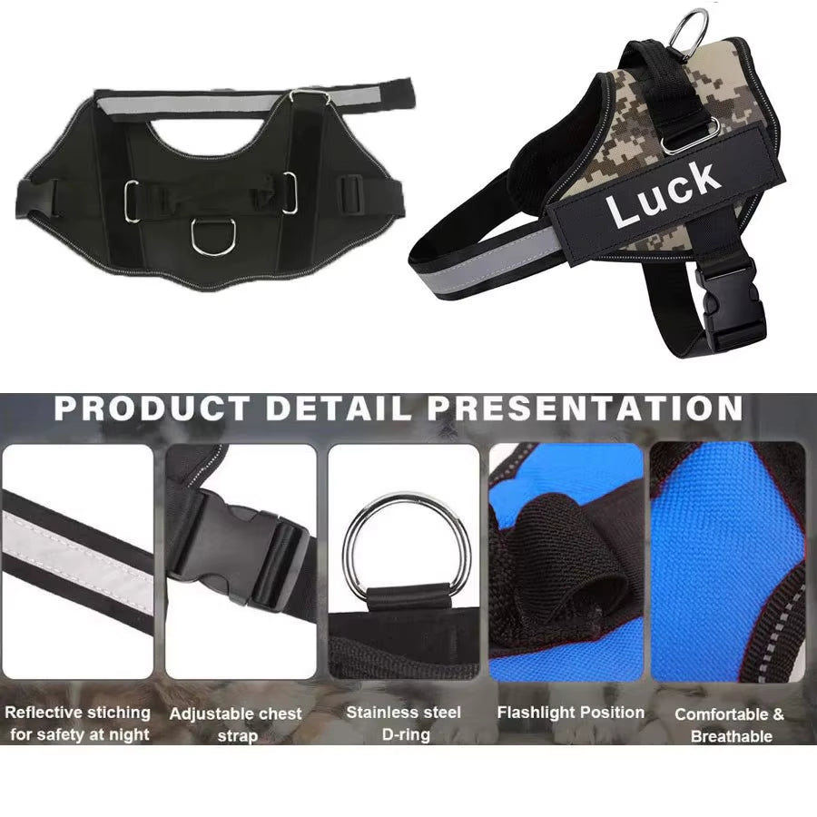 Dog Harness Adjustable Pet Vest Reflective Breathable Outdoor Walking Dog Supplies for Small Large Dogs No Customization
