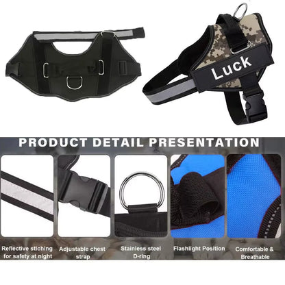 Dog Harness Adjustable Pet Vest Reflective Breathable Outdoor Walking Dog Supplies for Small Large Dogs No Customization