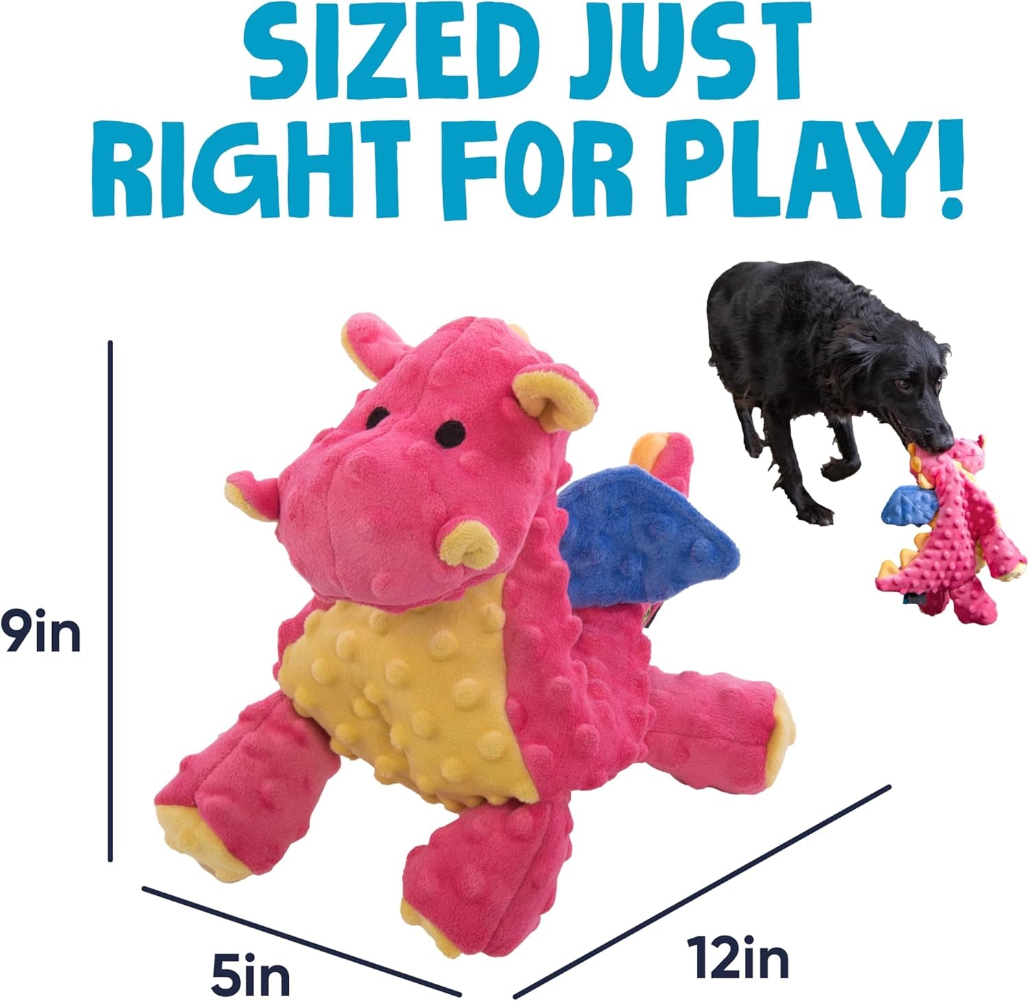 Bubble Plush Dragons Squeaky Pet Toy