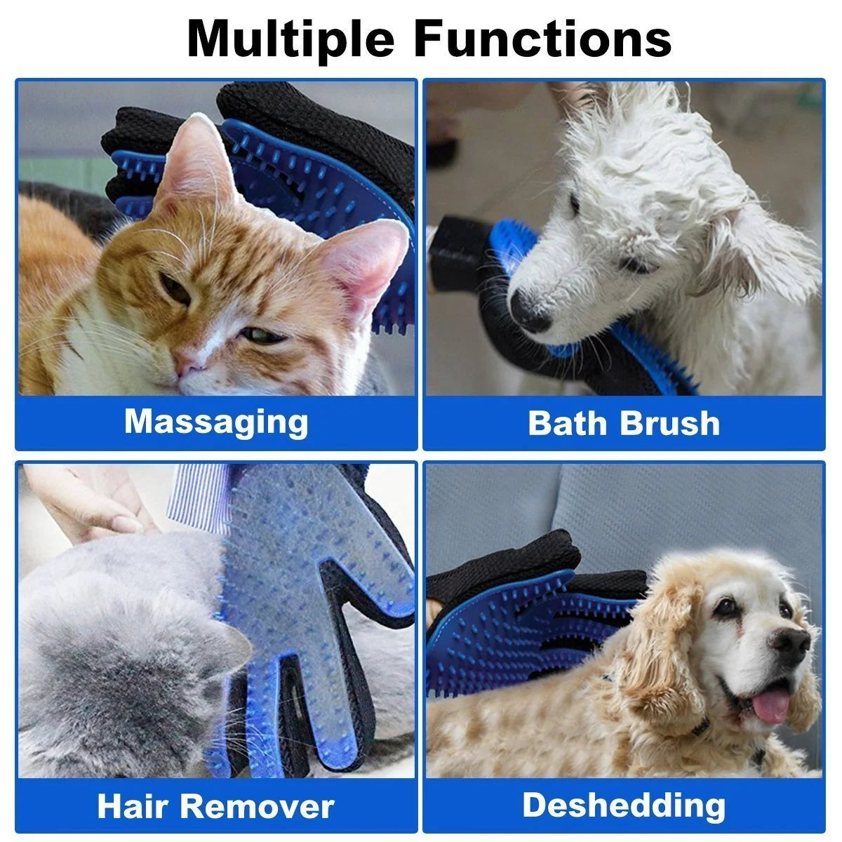 Pet Dog Grooming Gloves Brush Hair Remover 