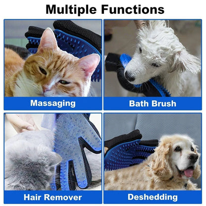 Pet Dog Grooming Gloves Brush Hair Remover 