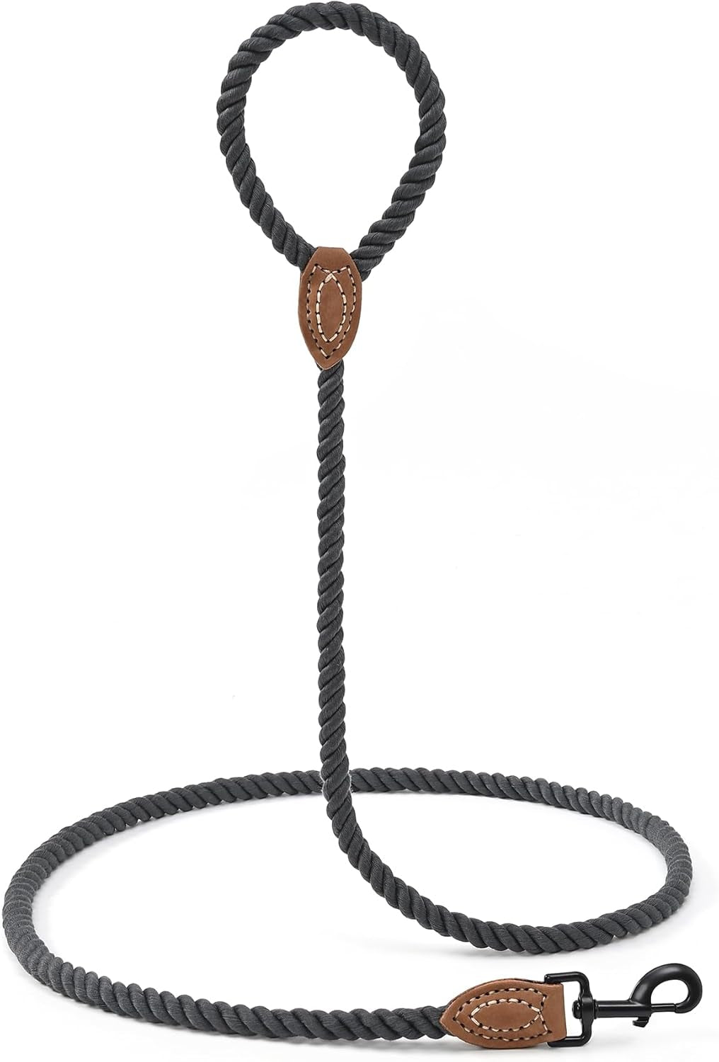 Dog Leash, Braided Cotton Rope Leashes with Leather Tailor Tip