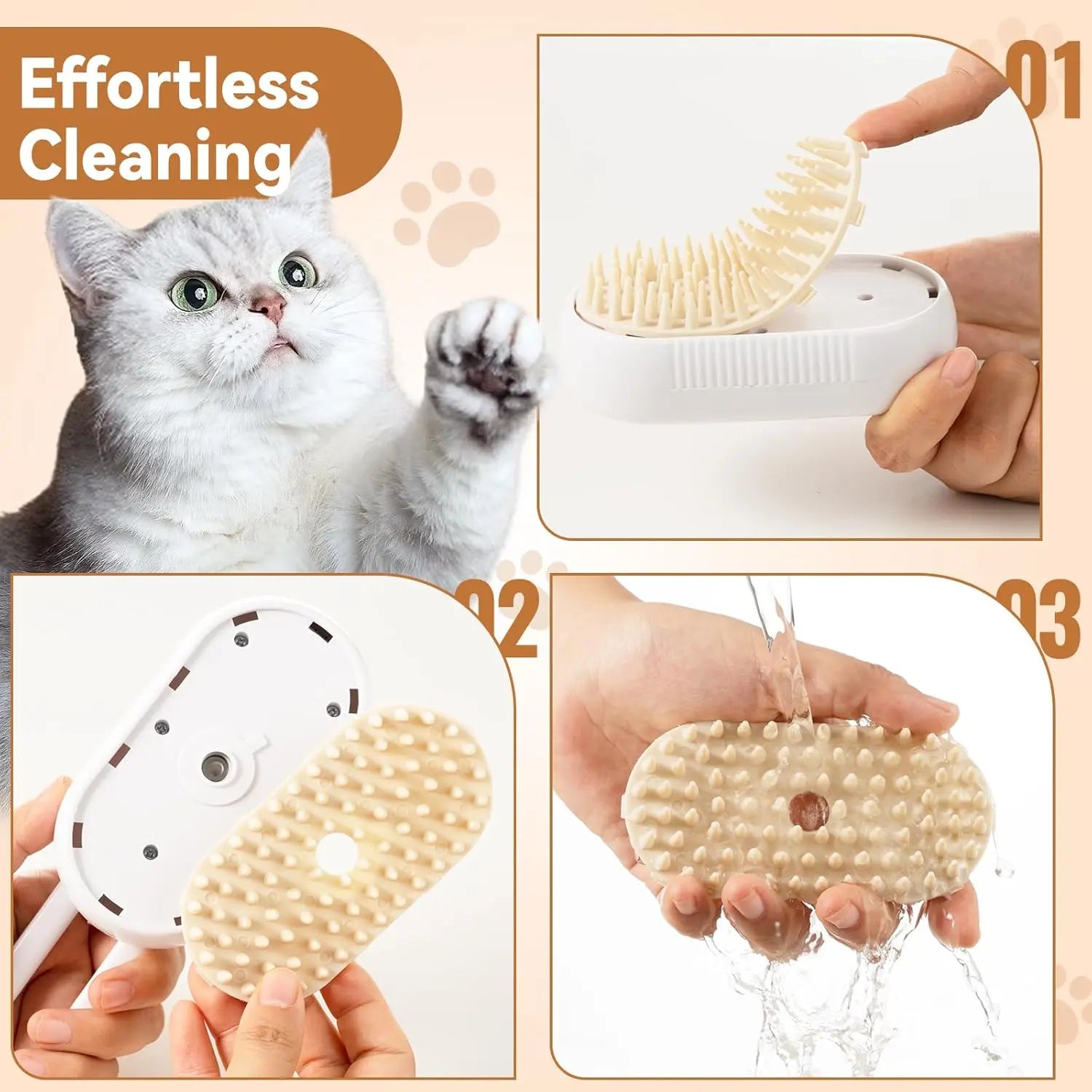 4 in 1 Pet Steam Brush for Shedding