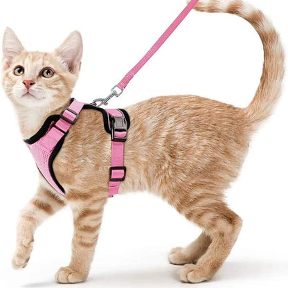 Easy Control Escape Proof Cat Harness and Leash - Soft Adjustable Vest Harnesses for Walking Cats MXQQY01