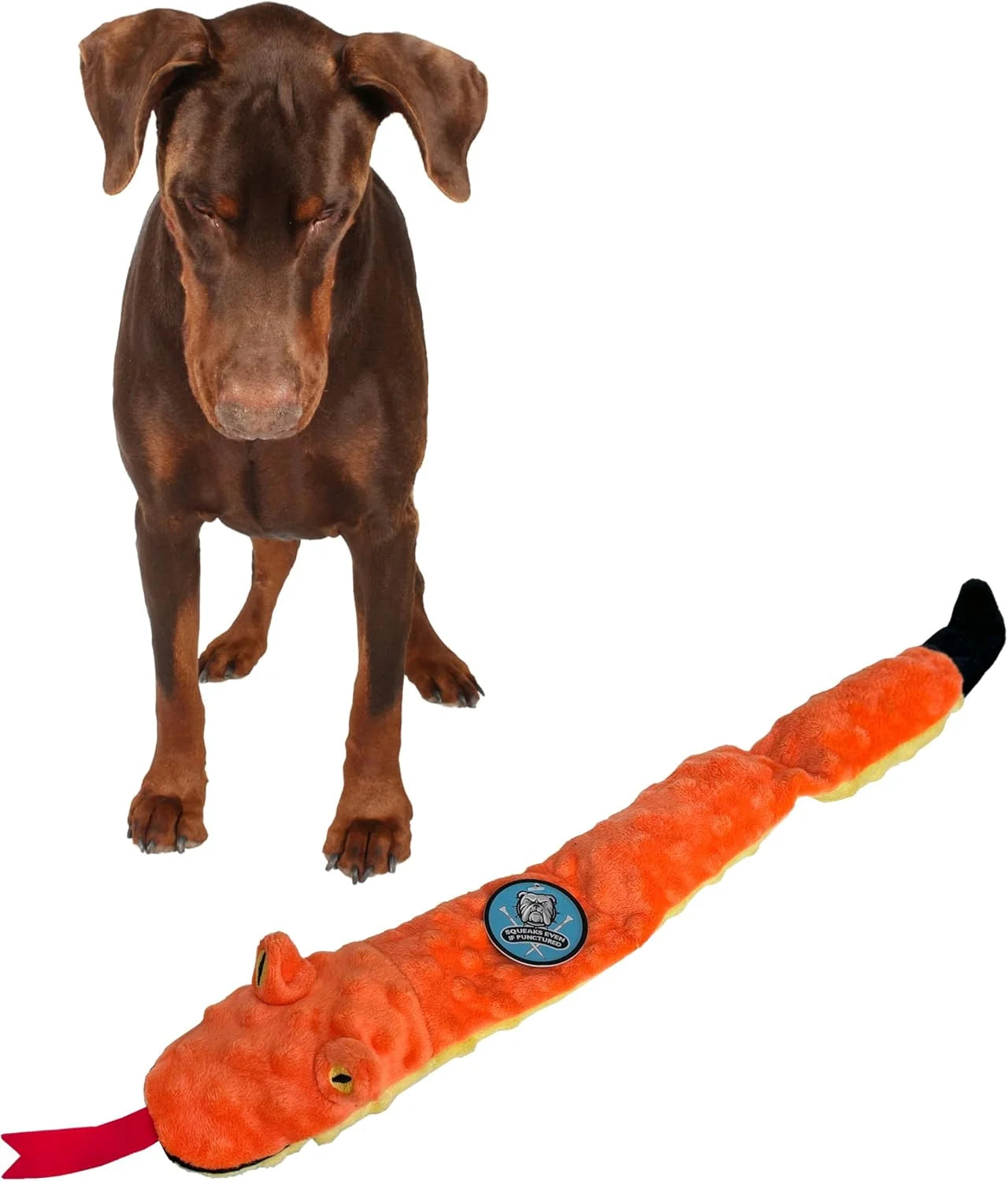 Skinneeez Extreme 24 Inch Stuffing-Free Durable Snake Dog Toy with Three Jumbo Squeakers