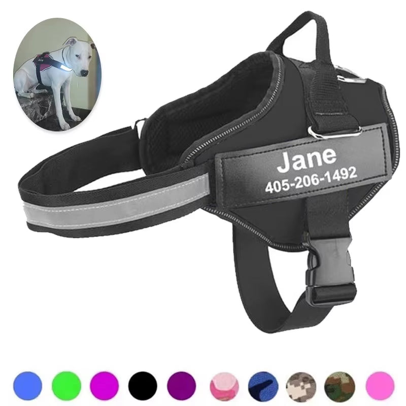 Dog Harness Adjustable Pet Vest Reflective Breathable Outdoor Walking Dog Supplies for Small Large Dogs No Customization
