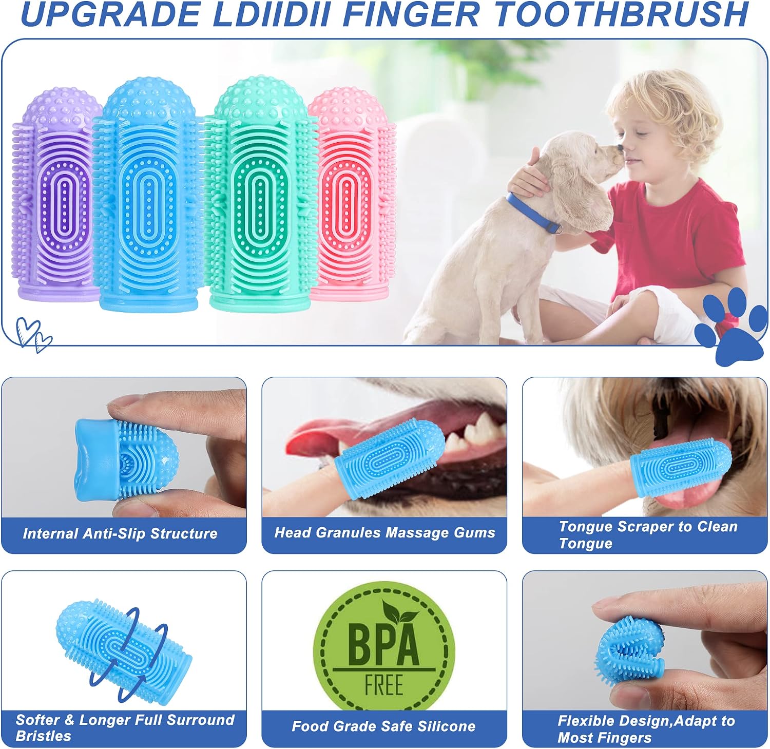 Dog finger Toothbrush 4 Pcs 
