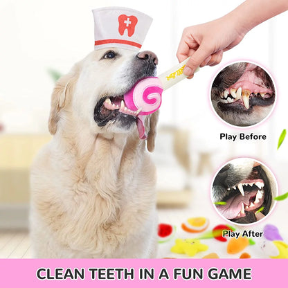 14 Pack Dog Squeaky Toys Cute Stuffed Plush Fruits Snacks and Vegetables 