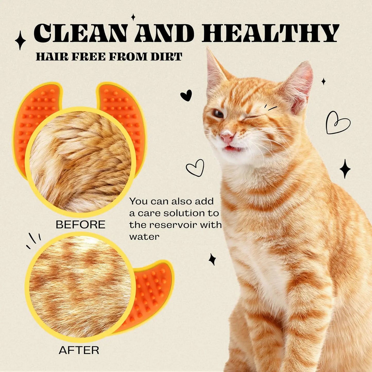 Steamy Cat Brush 3 in 1 Mutifunctional Cat Steam Brush Self Cleaning Steam Pet Brush for Removing Hair, Cleaning, Massage, Pet Hair Removal Comb for Cat & Dog Tangled and Loosse Hair