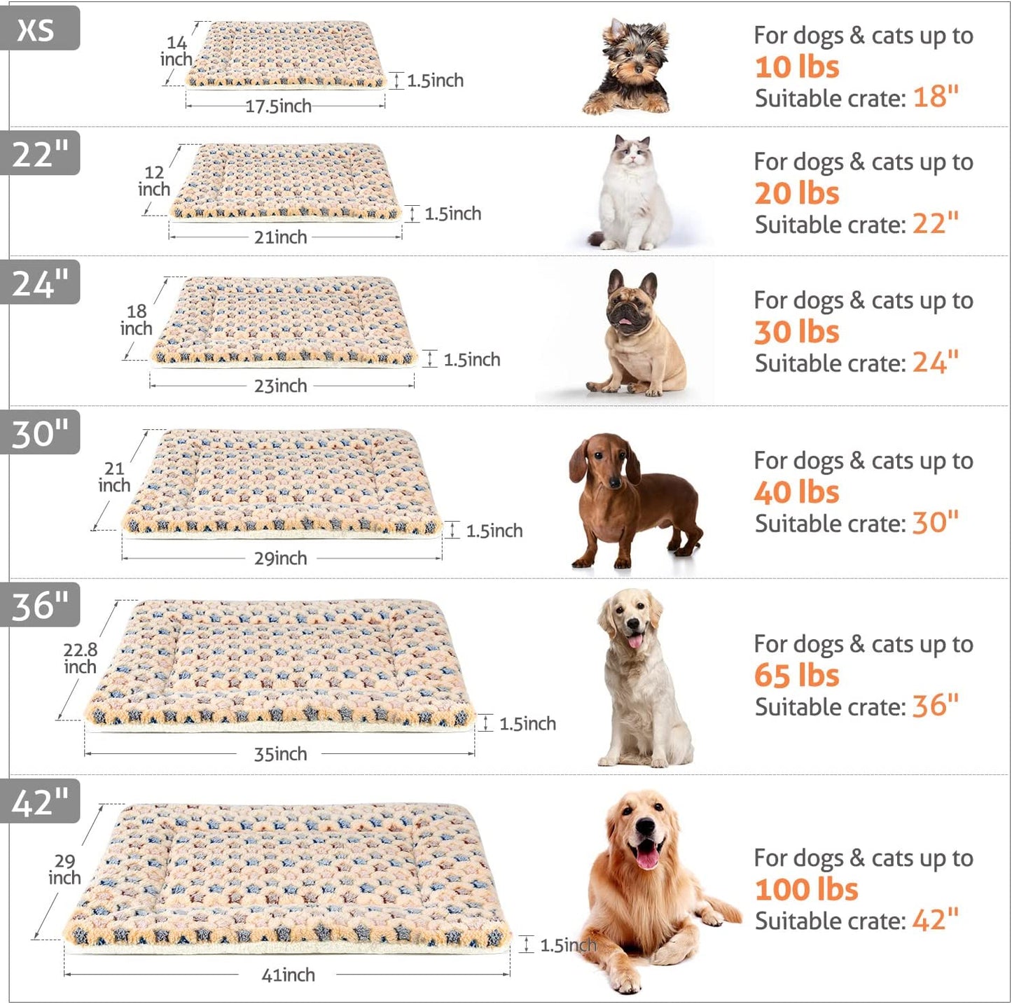 Dog Crate Pad - Ultra Soft Pet Bed with Cute Star Print