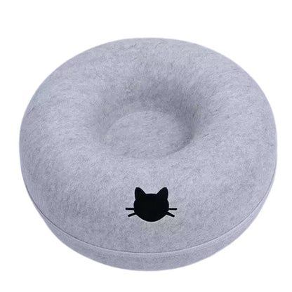 Interactive round Small Cat Tunnel Nest Felt Kittens Bed House Scratcher Cat Donut Sleeping Pet Toy for Cats