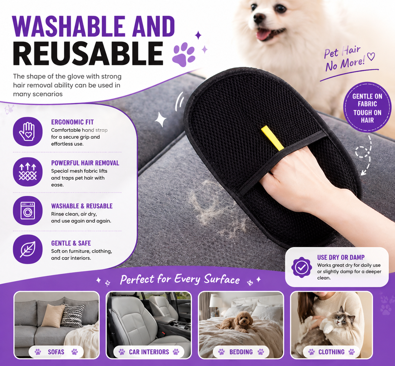 Pet Grooming Gloves - Buy 1 Get 1 Free