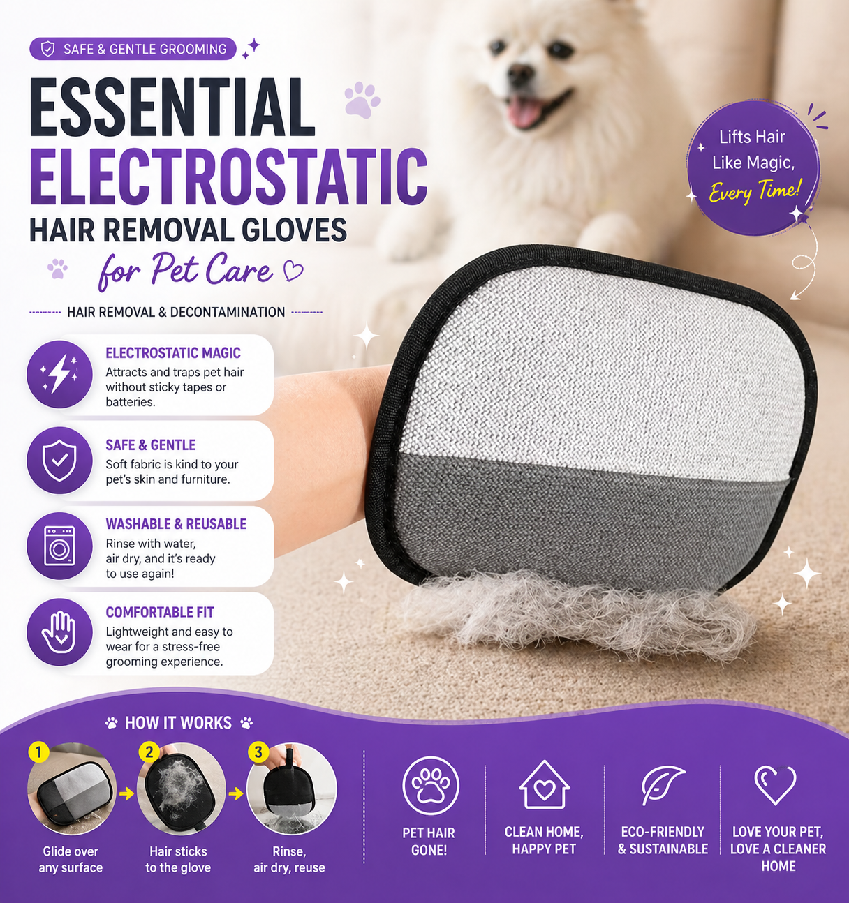 Pet Grooming Gloves - Buy 1 Get 1 Free