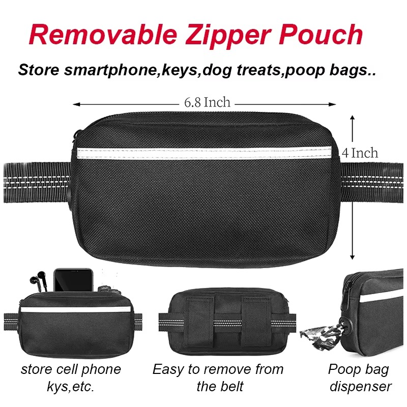 Hands-Free Dog Leash with Zipper Pouch