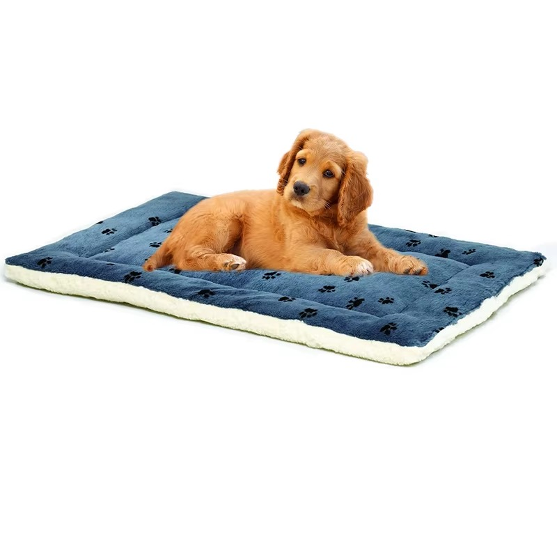 Blue Paw Print Reversible Fleece Dog Bed Designed