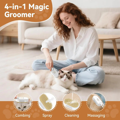 4 in 1 Pet Steam Brush for Shedding