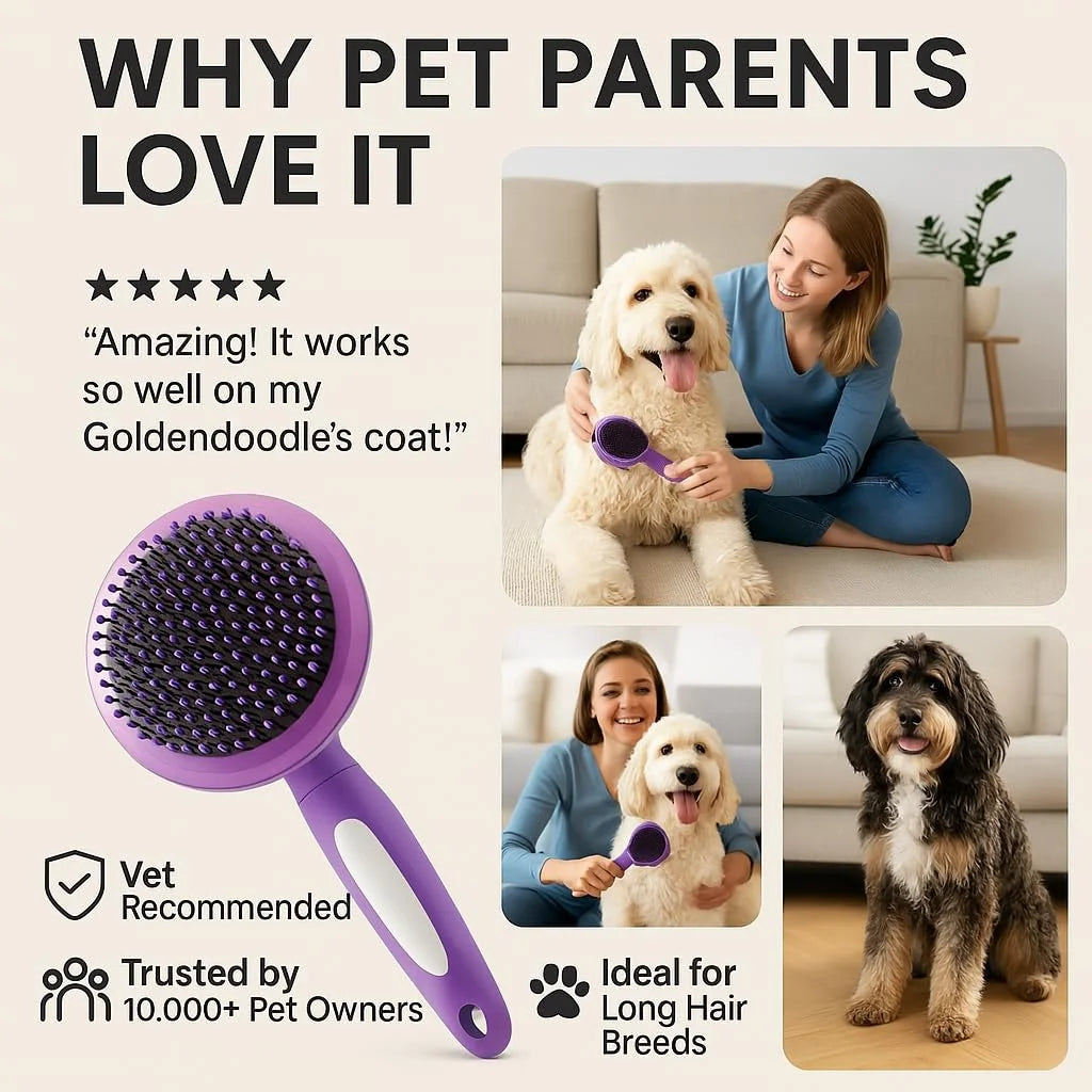 round Soft Bristle Hair Brush Pet Grooming Tool