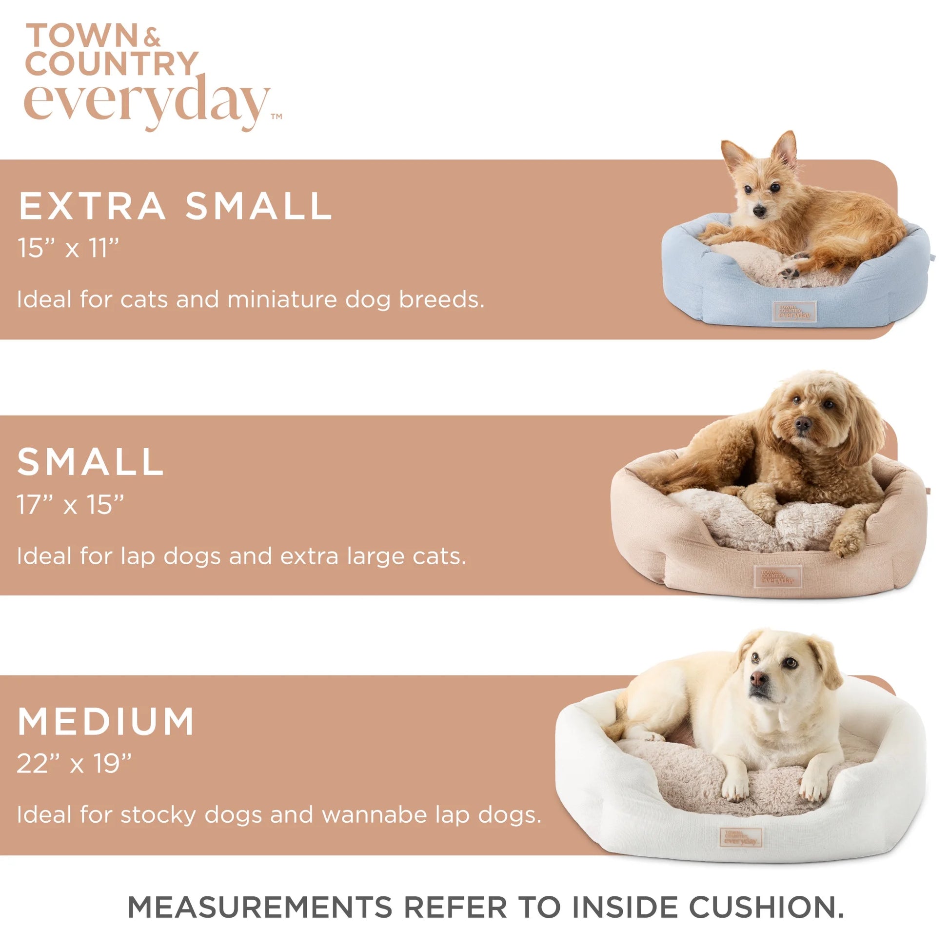 EVERYDAY Cuddletown Faux Linen Comfy Cozy Cuddler Pet Bed