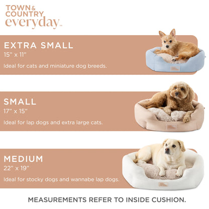EVERYDAY Cuddletown Faux Linen Comfy Cozy Cuddler Pet Bed