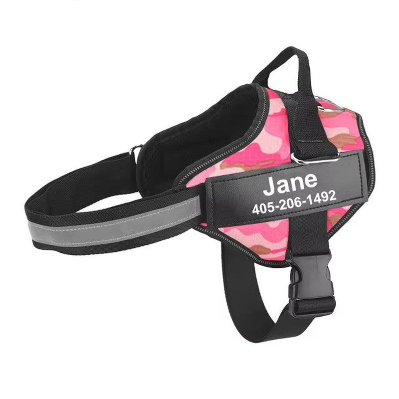 Dog Harness Adjustable Pet Vest Reflective Breathable Outdoor Walking Dog Supplies for Small Large Dogs No Customization