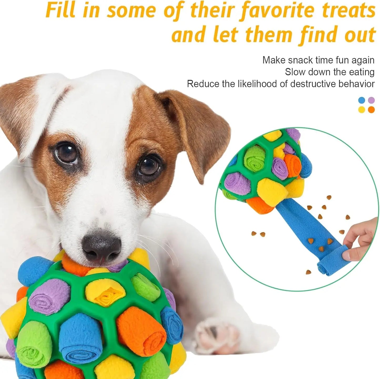 Interactive Snuffle Ball for Dogs – Colorful, Bite-Resistant Puzzle Toy for Small & Medium Dogs, Promotes Foraging Instincts, Washable & Durable