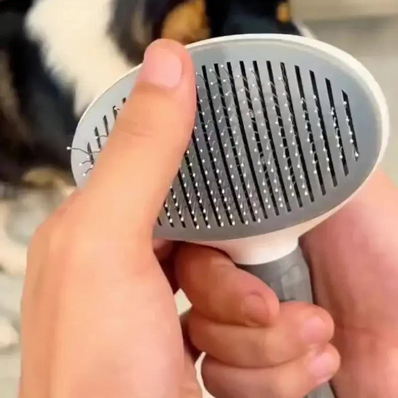Pet Hair Removal Comb, 1 Count Pet Grooming Brush, One-Click Cleaning Pet Hair Remover, Dog & Cat Grooming Supplies, Dog & Cat Accessories