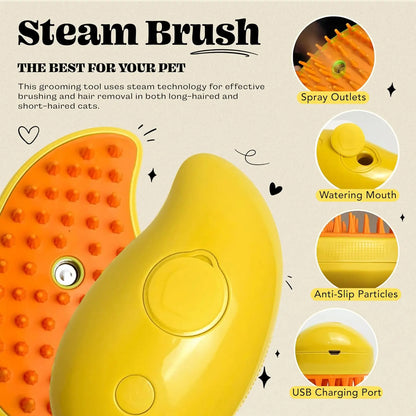 Steamy Cat Brush 3 in 1 Mutifunctional Cat Steam Brush Self Cleaning Steam Pet Brush for Removing Hair, Cleaning, Massage, Pet Hair Removal Comb for Cat & Dog Tangled and Loosse Hair
