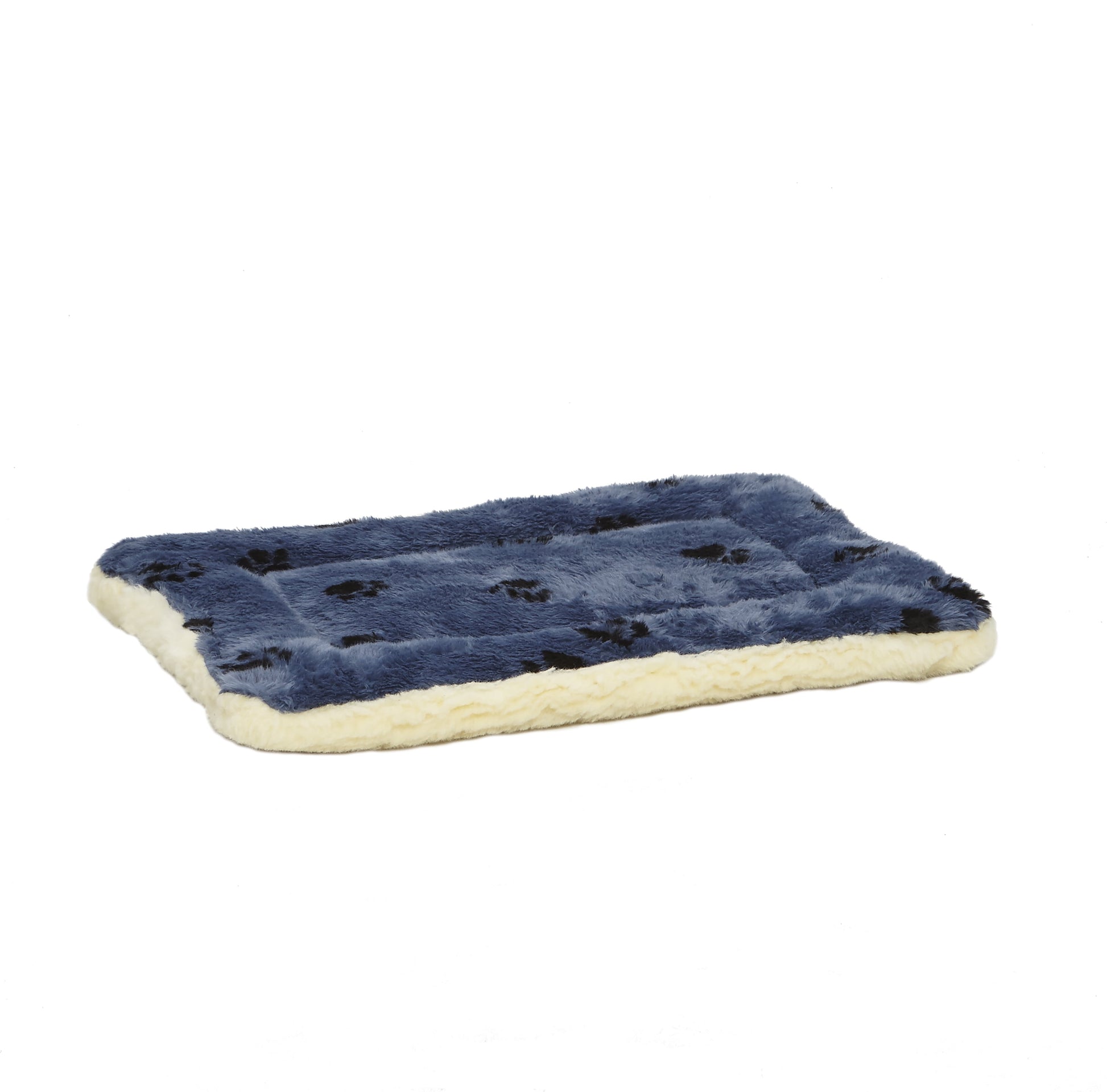  Blue Paw Print Reversible Fleece Dog Bed Designed to Fit 24 Inch Crate