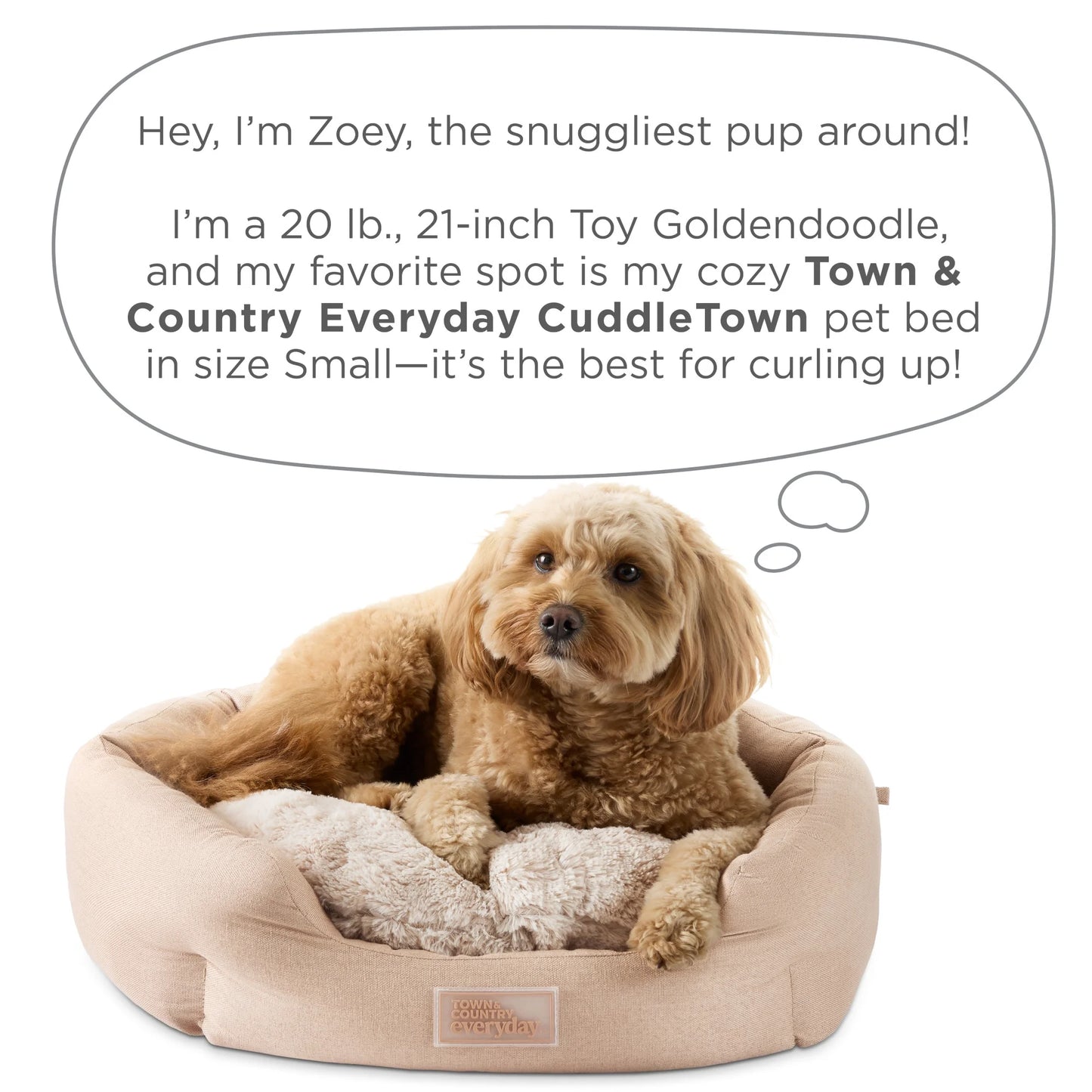 EVERYDAY Cuddletown Faux Linen Comfy Cozy Cuddler Pet Bed