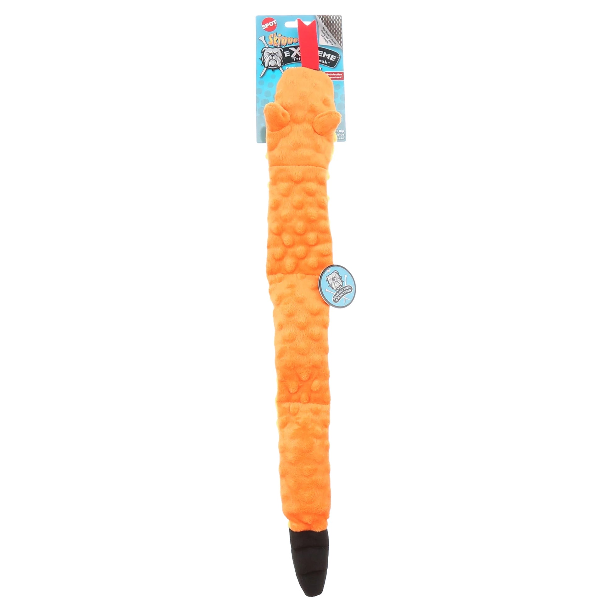 Skinneeez Extreme 24 Inch Stuffing-Free Durable Snake Dog Toy with Three Jumbo Squeakers