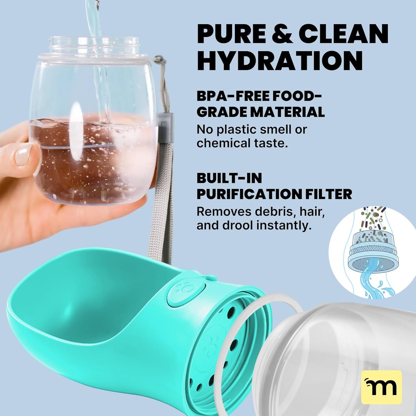  Leak-Proof Water Bowl Dispenser with Lock for Hiking